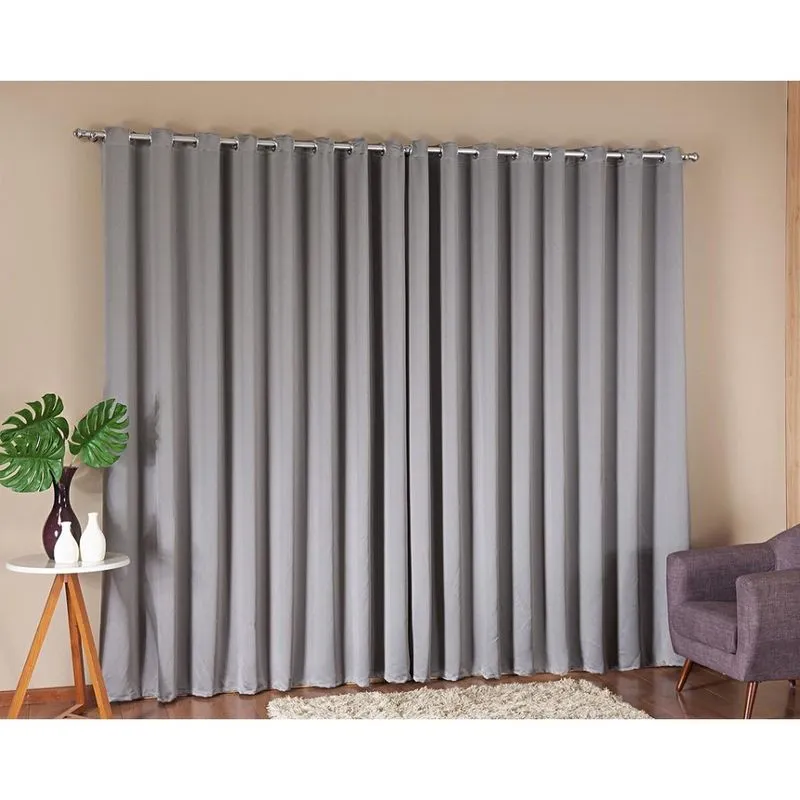 Cortina Blackout Corta Luz Em Tecido Grosso 3,00X2,50 Chumbo