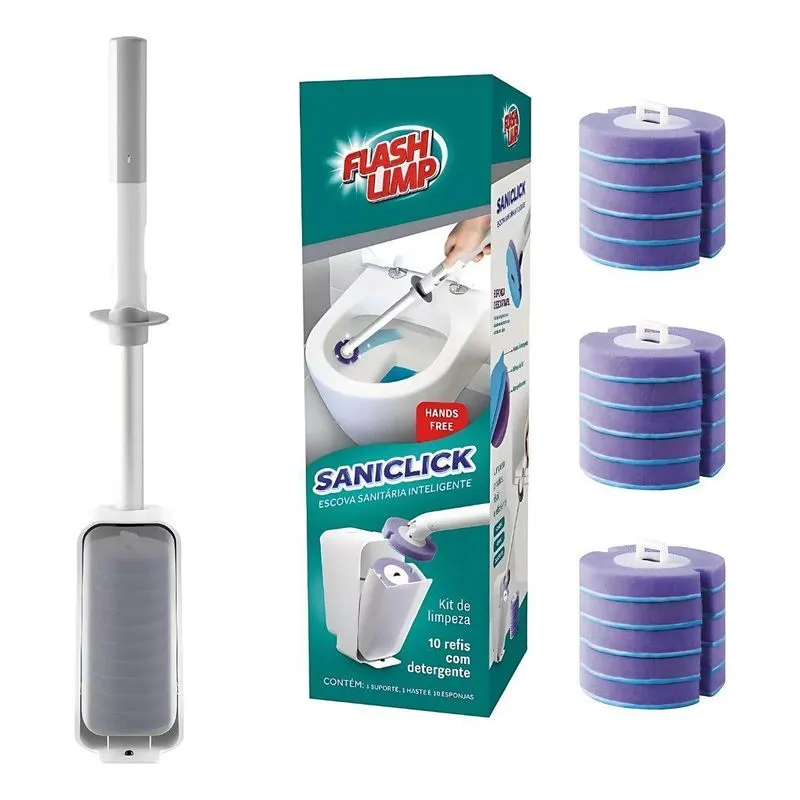 Escova Sanitária Saniclick Flash Limp Inteligente + 3 Refil