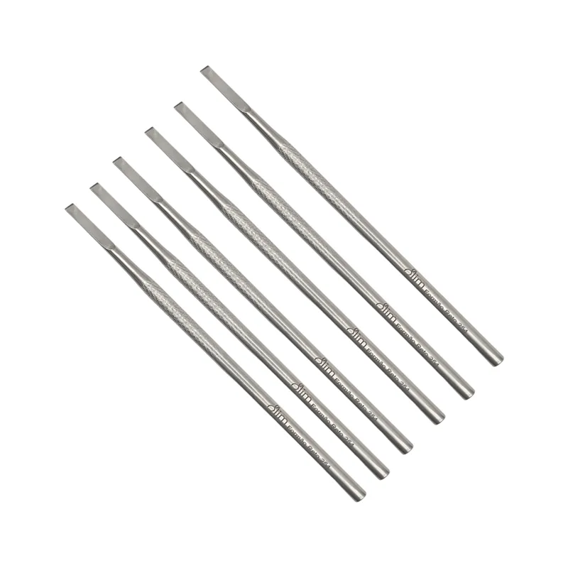 6 Instrumento Podologia Cinzel Formão Reto Slim Nº 254 Inox