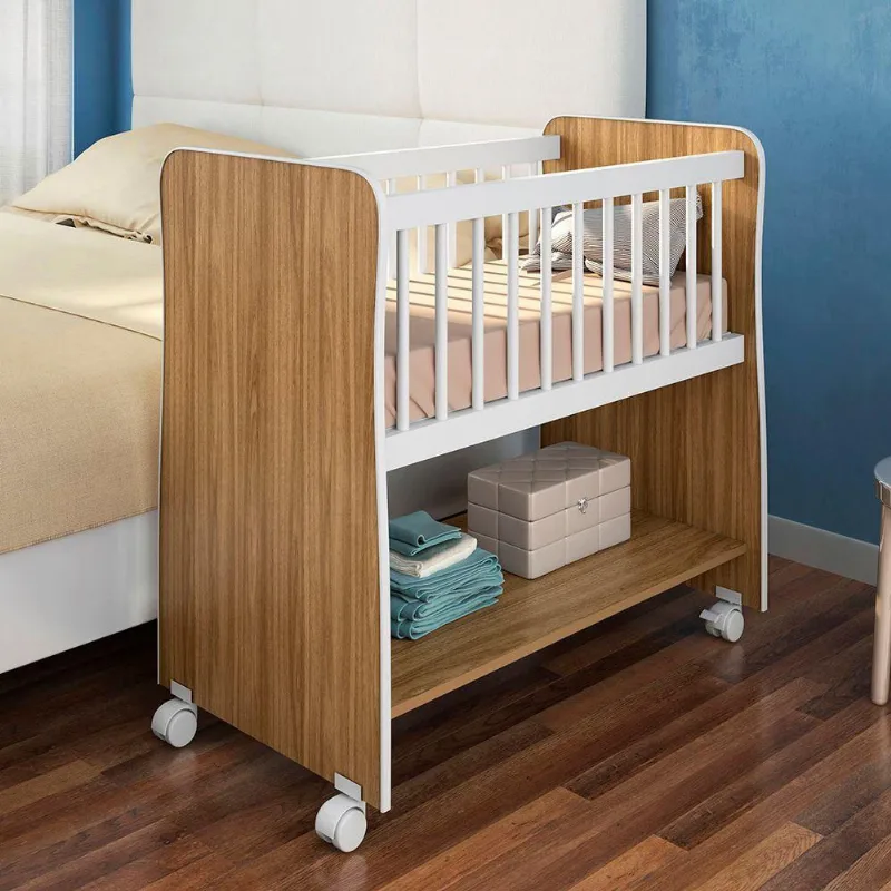 Mini Berço Com Colchão Rubi Nature-branco - Peternella Móveis