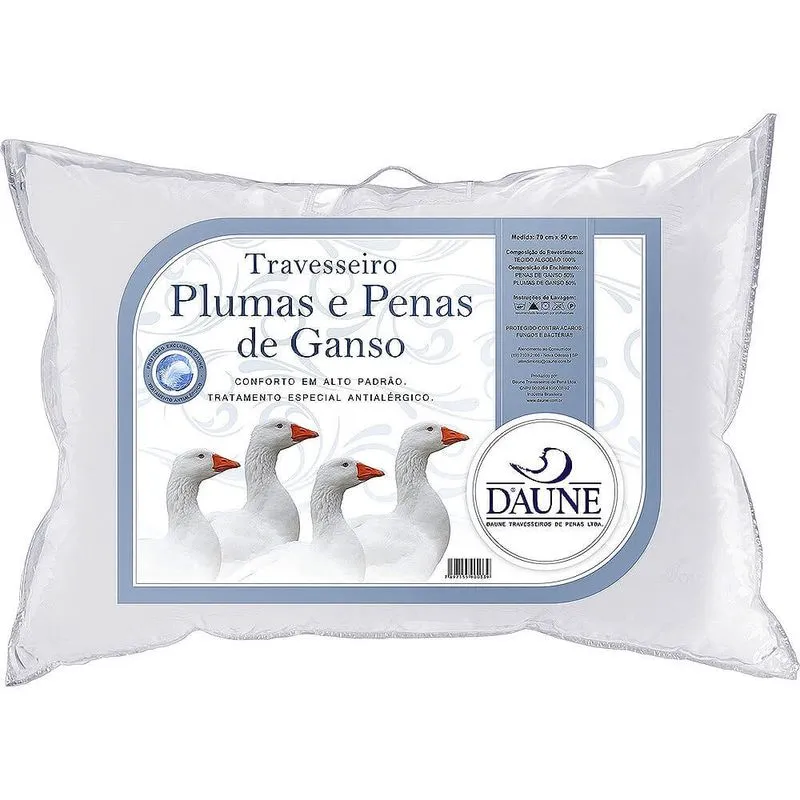 Travesseiro 70% Pluma 30% Pena de Ganso 50cm x 70cm - Daune