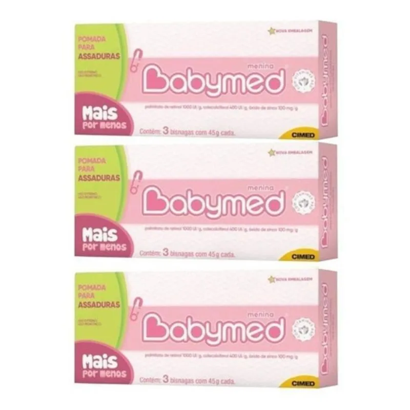 Caixa Com 3 Pomada Para Assadura Babymed Rosa - 45g