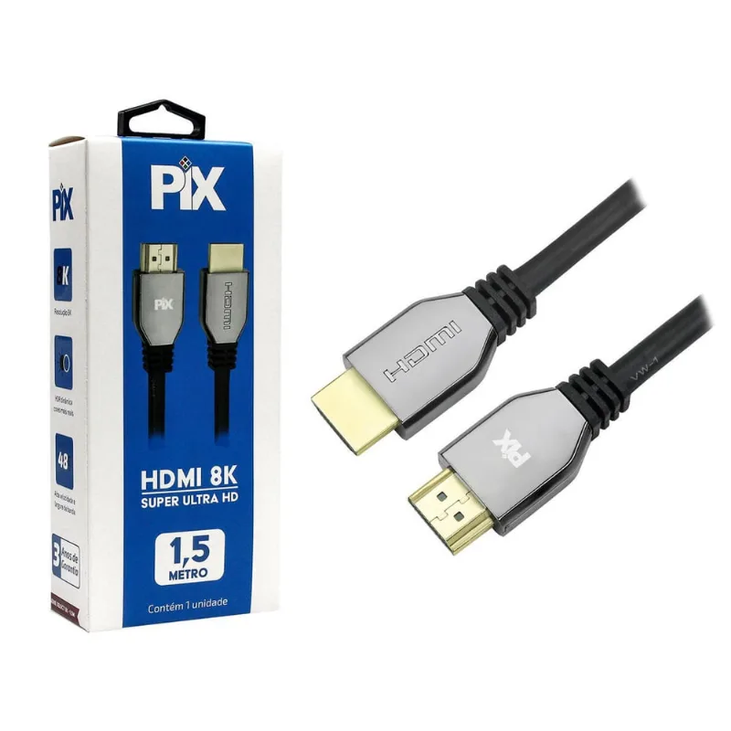 Kit 2 Un - Cabo Hdmi 2.1 - 8K Hdr 19P - 30Awg -1.5M
