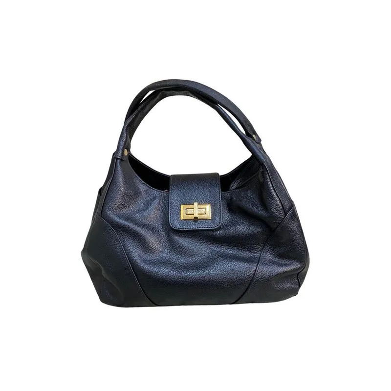 Bolsa Feminina De Couro Mão/Ombro Preto 1107