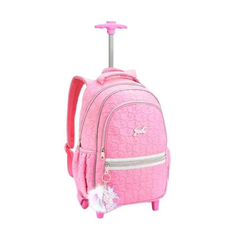 Mochila Escolar De Rodas E Costas 2Em1 Unicórnio - Rosa