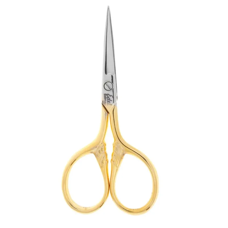 Tesoura de Sobrancelha Edel Solingen Reta Dourada 9cm Linha Leve - Idem Distribuindo Beleza