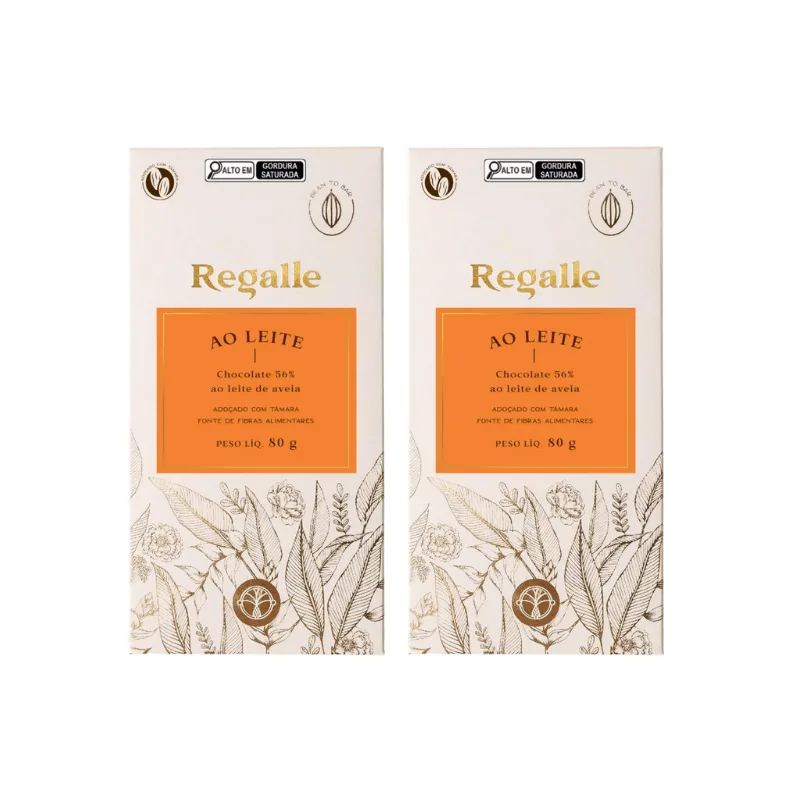 Kit 2x: Chocolate Ao Leite De Aveia 56% Cacau Regalle 80g