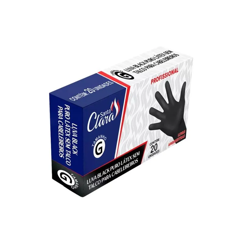 Luvas Santa Clara Latex Black Com 20un G