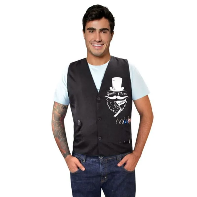 Colete Barber Masc Em Oxford Preto Impress 4763 Santa Clara