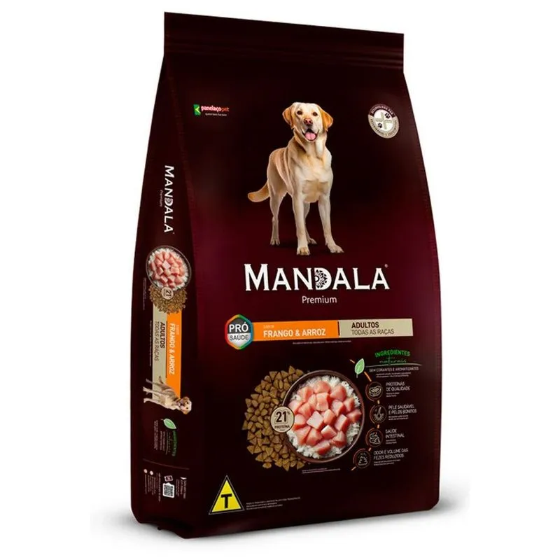 Ração Mandala Cães Adutos T.Racas Frango Arroz 10,1KG (MP)