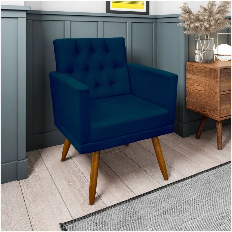 Poltrona Decorativa Capitonê Azul Marinho Visalar Móveis