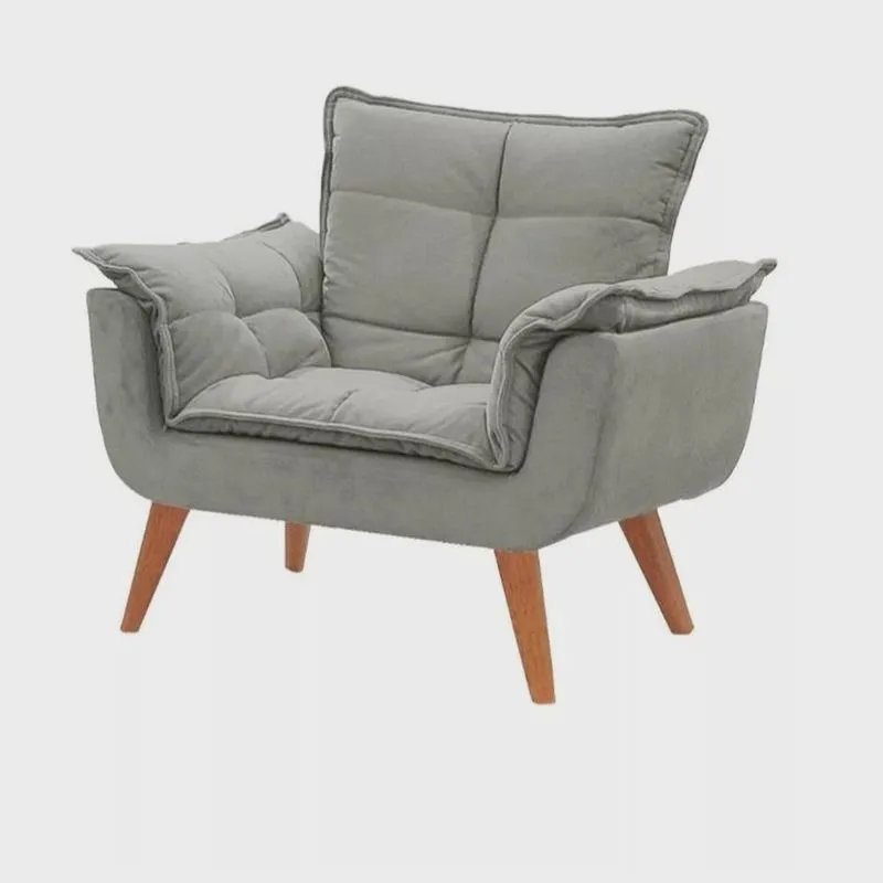 Poltrona decorativa Opala cinza claro - pé palito