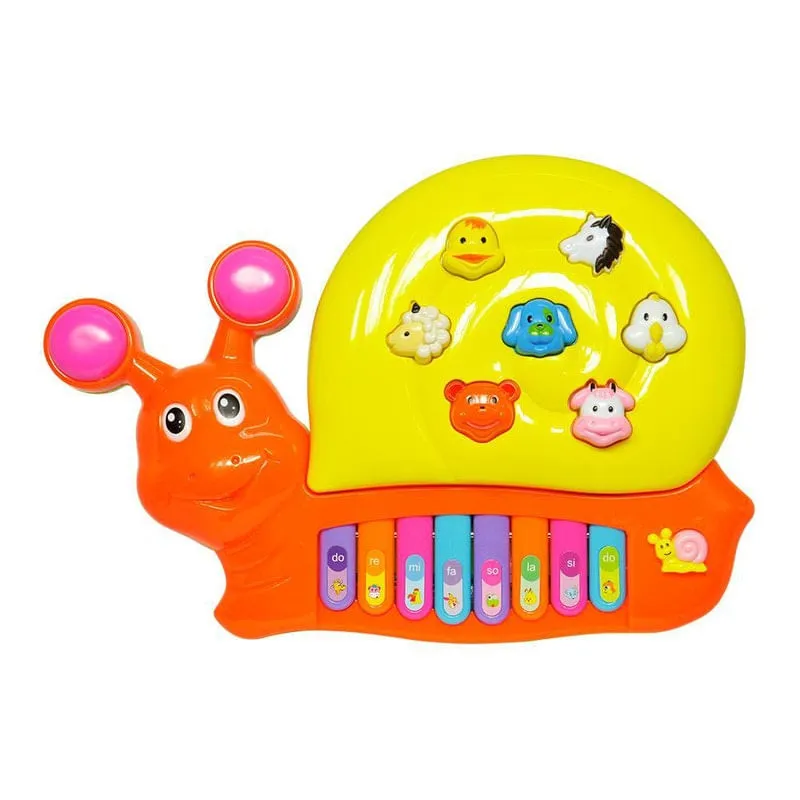 Teclado Divertido Caracol Laranja Musical Animais Dm Toys