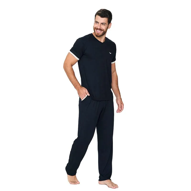 Pijama Visco Decote Masc 258048 - Preto M M