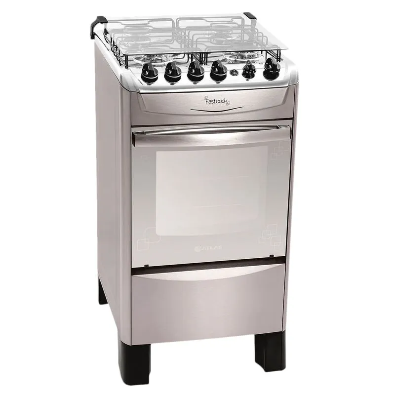 Fogão A Gás 4 Bocas Atlas Fastcook Inox