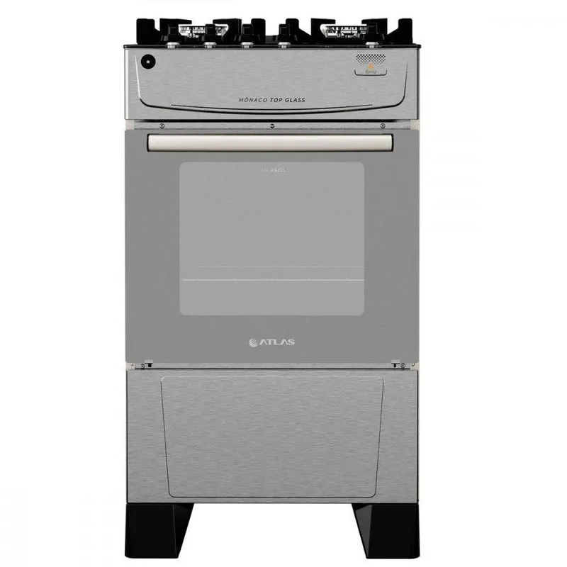 Fogão 4 Bocas A Gás Atlas Mônaco Top Glass Inox Bivolt