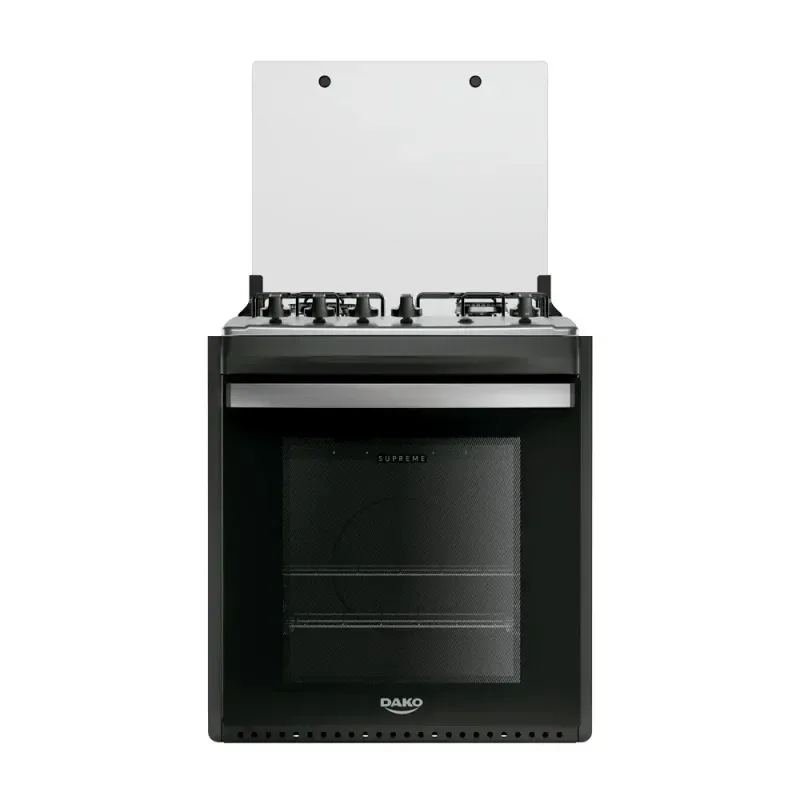 Fogão de Embutir 4 Bocas Preto com Mesa Inox Dako Supreme Inox Bivolt