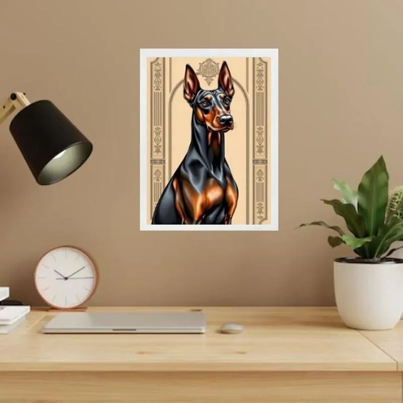 Quadro Decorativo Dobermann - Art Nouveau 24X18Cm