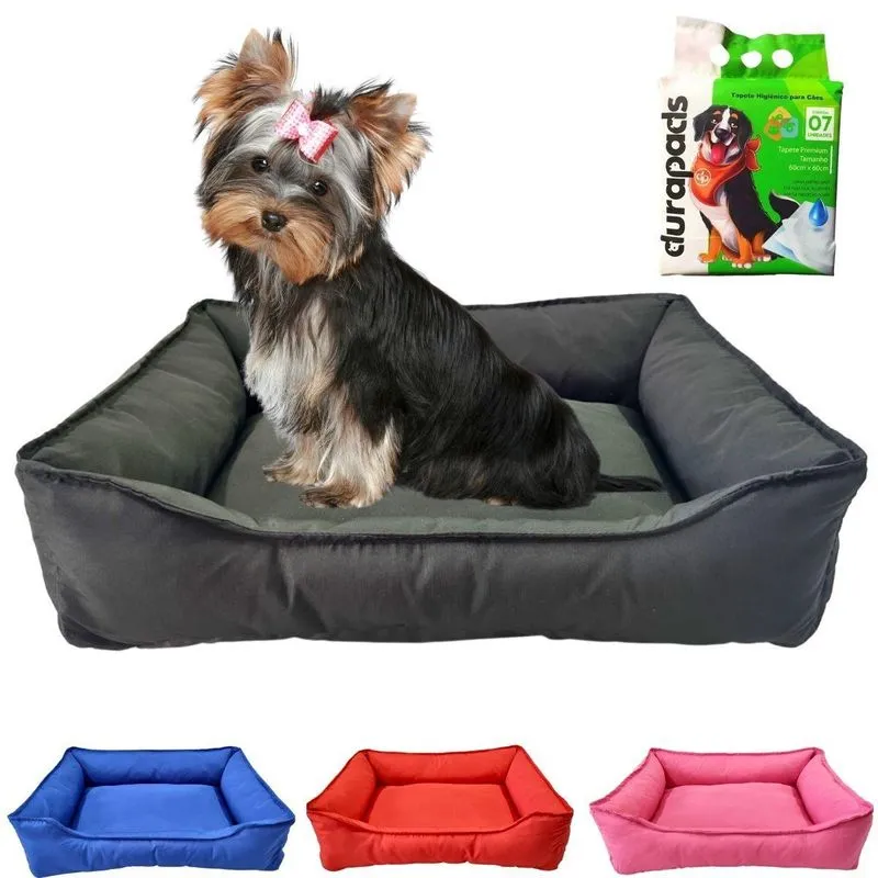 Kit Cama Pet Tactel M E Tapete Higiênico 60x60 7 Unidades