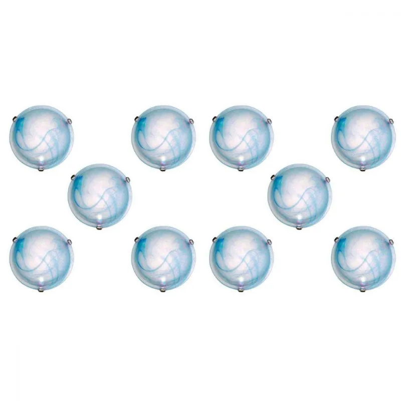 Kit 10 Plafons Murano Vidro 1 Lâmpada E-27 60w Azul Home Line Bivolt Bivolt - Home Line