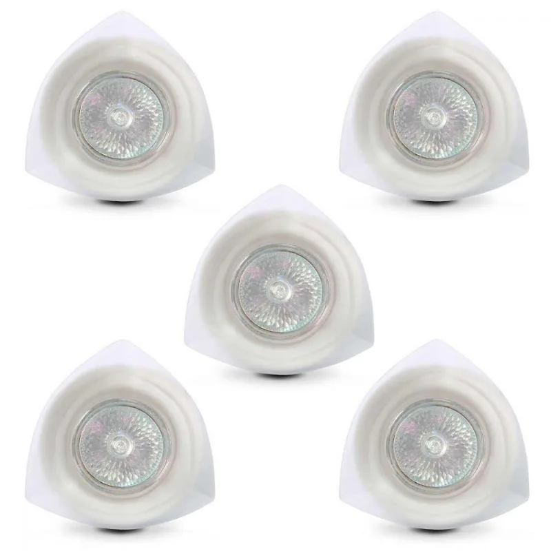 Kit 5 Spots Dicroica Vidro Triangular Branca Home Line 220V 220V - Home Line