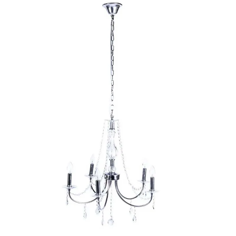 Pendente Sabara Aco Cromado 60cm E-14 5 Lamp. Max 60w