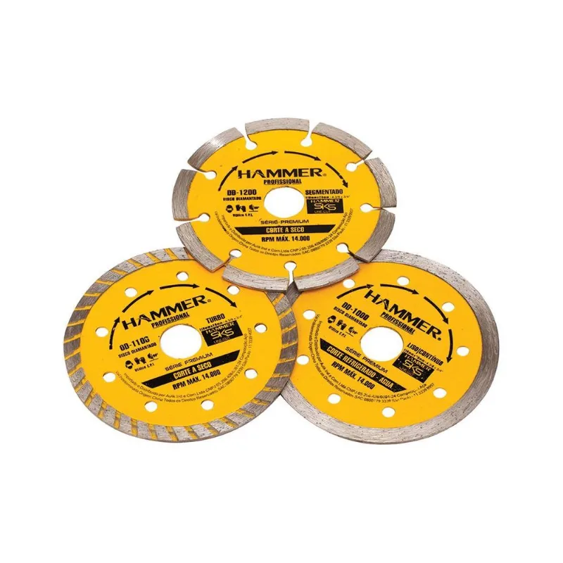 Kit Disco Diamantado com 3 peças DD1300 Hammer