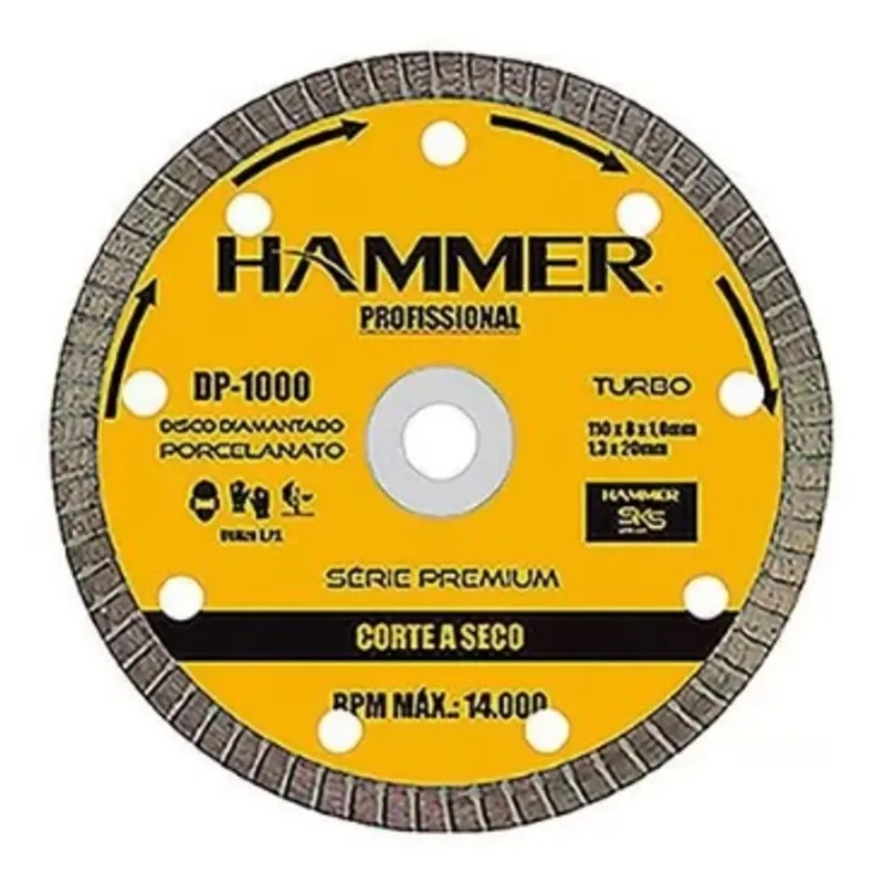 Disco de Corte Serra Mármore 11 cm. x 2 cm. Turbo Porcelanato DP-1000 Hammer