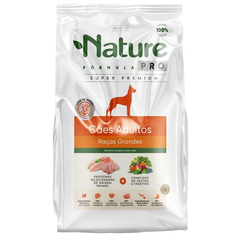 Ração Seca Alinutri Nature Fórmula Pro para Cães Adultos Raças Grandes - 15 Kg
