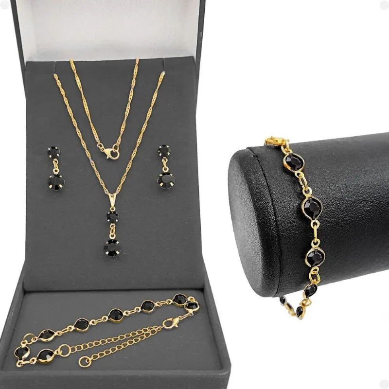 Corrente Veneziana Feminina Pulseira Brincos Pingente