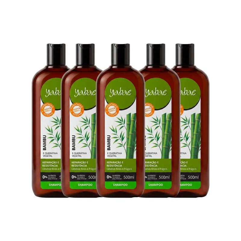 Kit Bambu E Queratina – 5 Shampoo 500ml - Yabae – Vegano