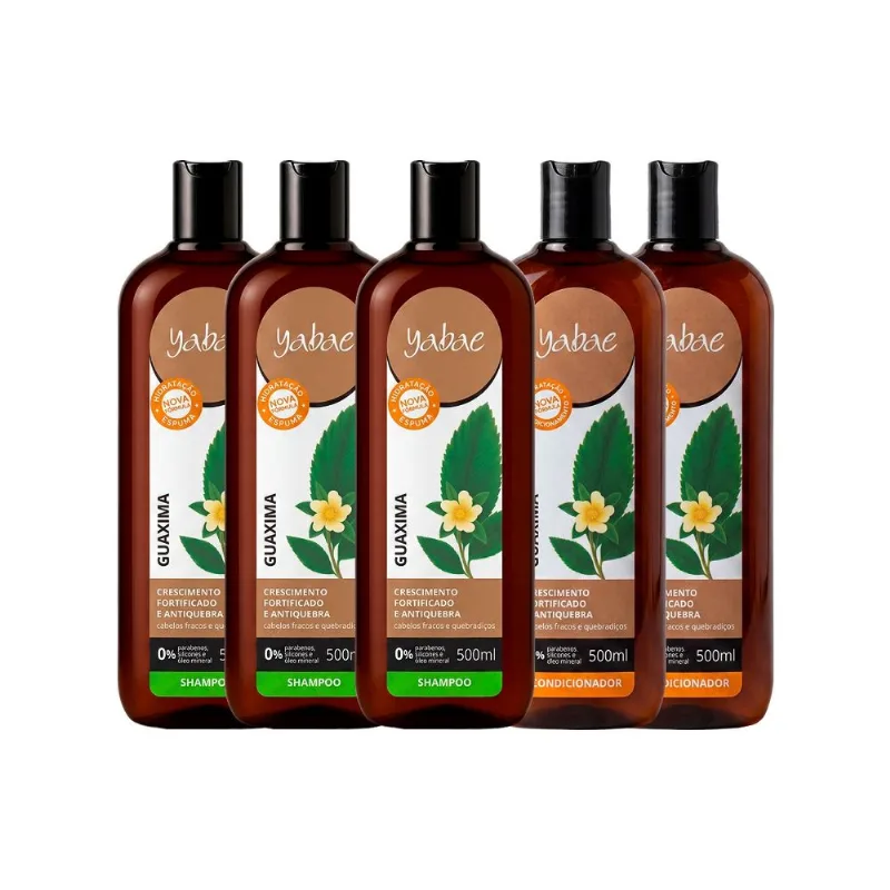 Kit Guaxima – 3 Shampoos 500ml E 2 Condicionadores 500ml - Yabae - Vegano