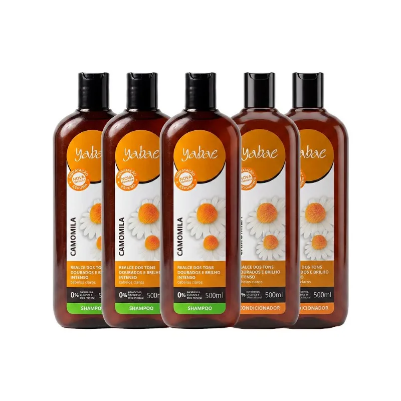 Kit Camomila - 3 Shampoos 500ml E 2 Condicionadores 500ml - Yabae