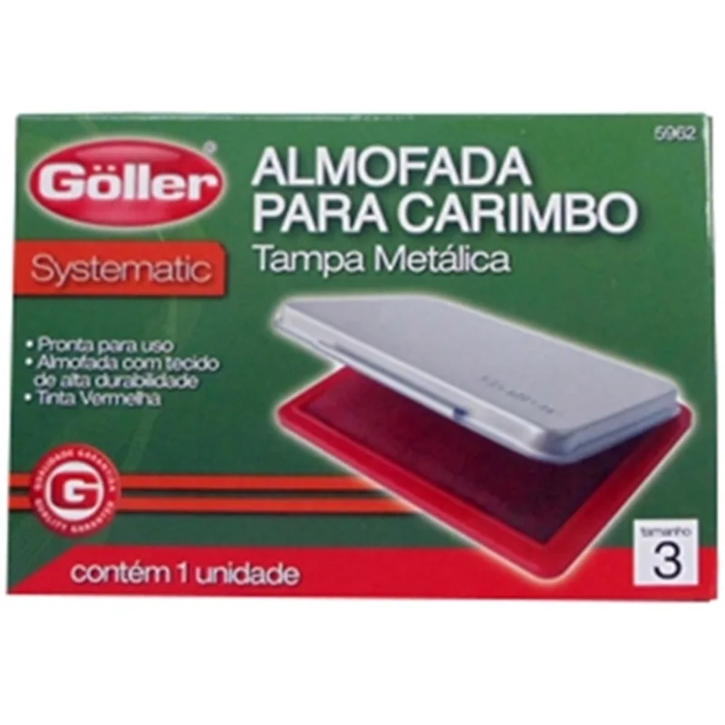 Almofada p/ Carimbo c/ Tinta Azul N.3 Tampa Metal - Goller