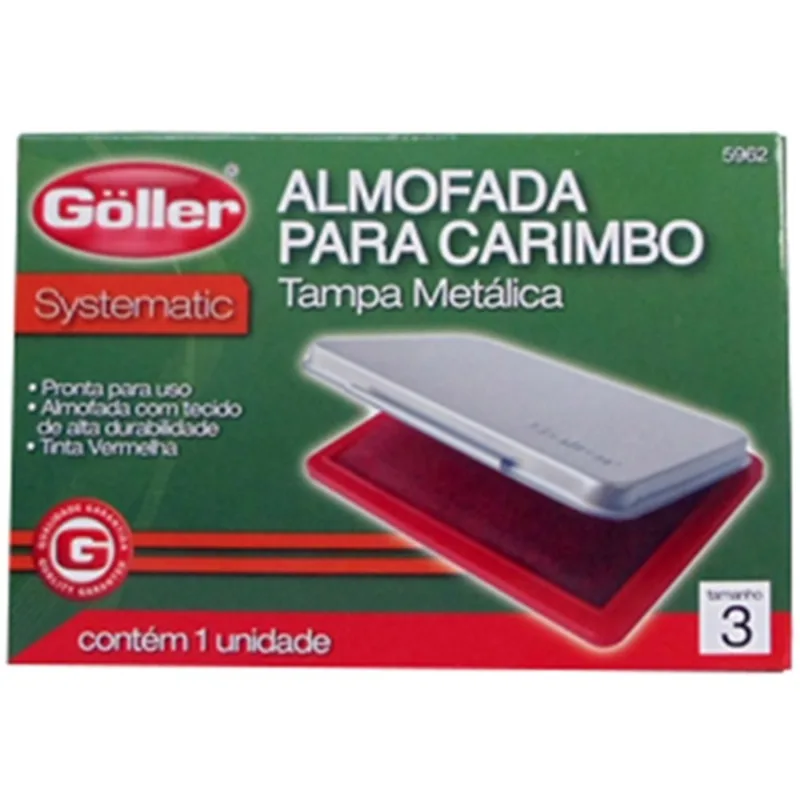 Almofada p/ Carimbo c/ Tinta Vermelha N.3 Tampa Metal - Goller