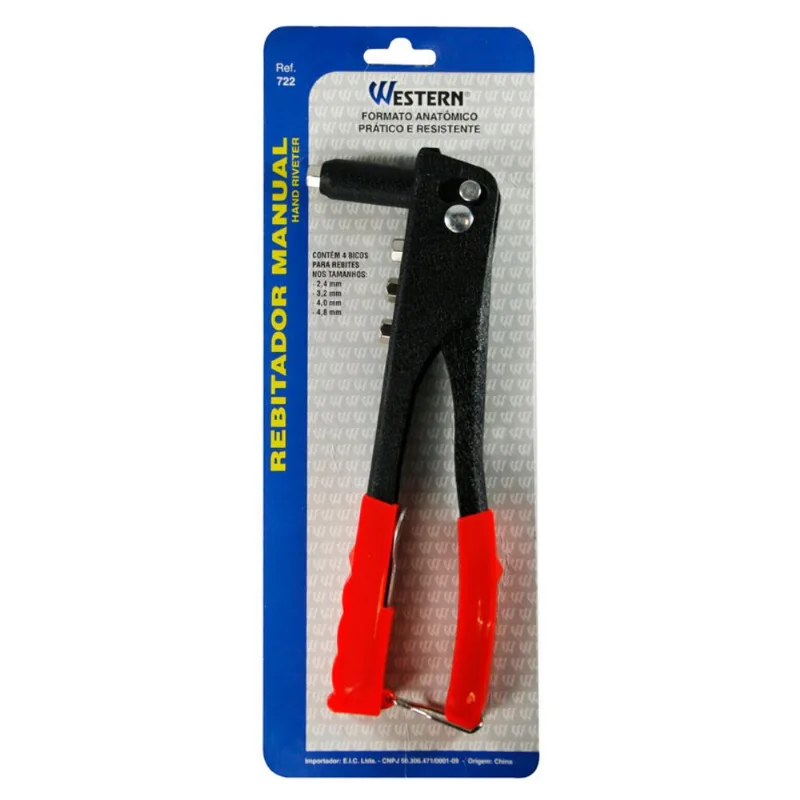 Rebitador Manual Western Tipo Alicate 24 cm com 4 Bicos Rebitador Manual 24Cm
