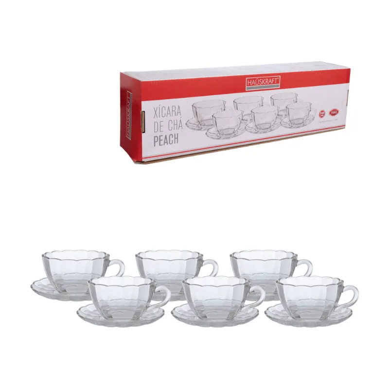 Conjunto Xícara Chá Peach Hauskraft 240Ml 6 Peças