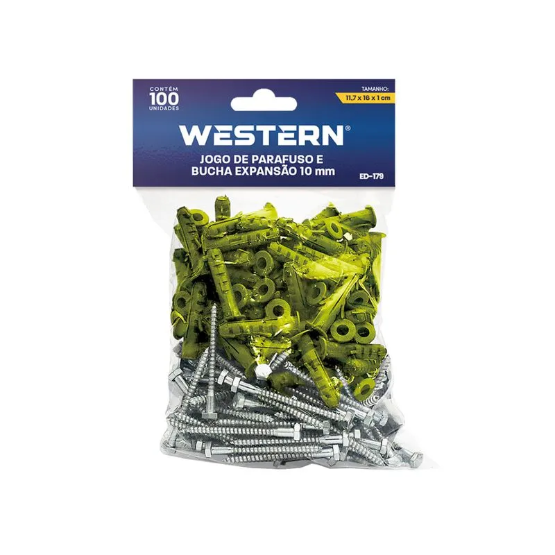 Parafuso Bucha Expansão Western 10mm 100 Peças