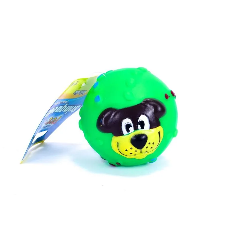 Brinquedo de Borracha Bolinha Cachorro Feliz para Cães - Cores Sortidas - Tamanho 10cm