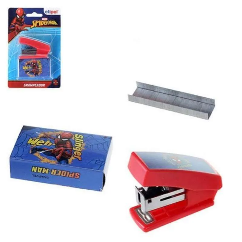 Mini Grampeador Spider + 400 Grampos 24/6 Escolar Escritório