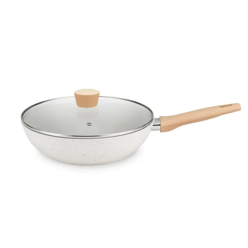 Wok Carmela Vanilla Revestimento Antiaderente Ceramic Flon 3,5L - MTA VANILLA