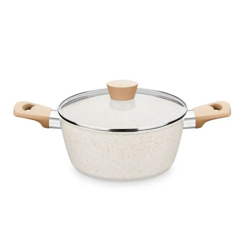 Panela Caçarola Carmela Ceramic Alumínio Indução Vanilla