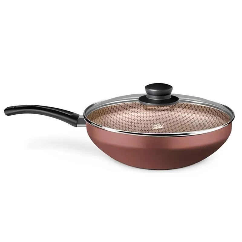 Panela Wok Flora Super Flon Alumínio Chocolate 28Cm 4,3L Mta