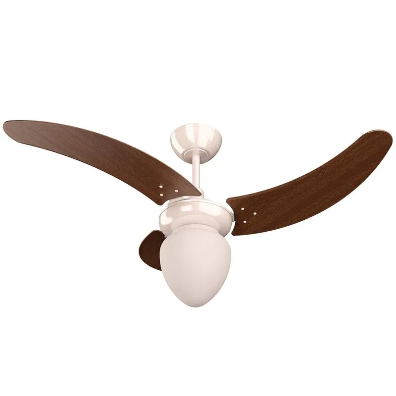 Ventilador De Teto Tron Búzios Max 3 Pás 130W Branco/Verniz 220V