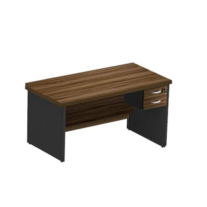 Mesa reta pé painel 1,700,70 com gaveta Nogal/Preto - maranello - 1346