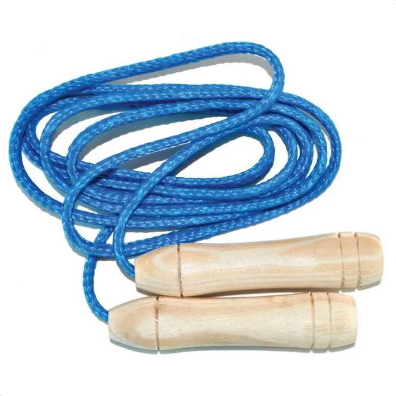 Corda de Pular Em Nylon 2m Com Cabo Ergonômico Em Madeira Azul