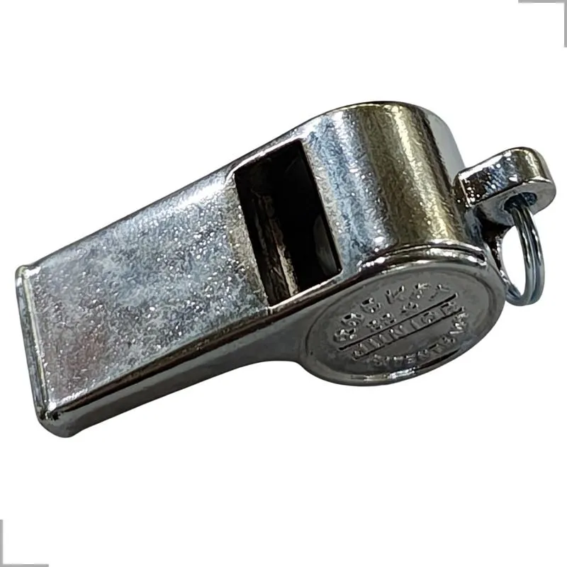 Apito de Metal Profissional Com Cordão Para Arbitro Juiz Prata