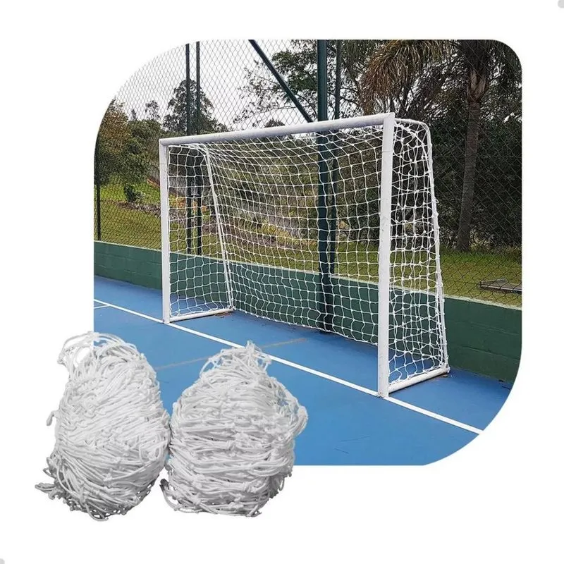 Par De Rede De Futebol Salão Quadrada Fio 2Mm Seda Sport