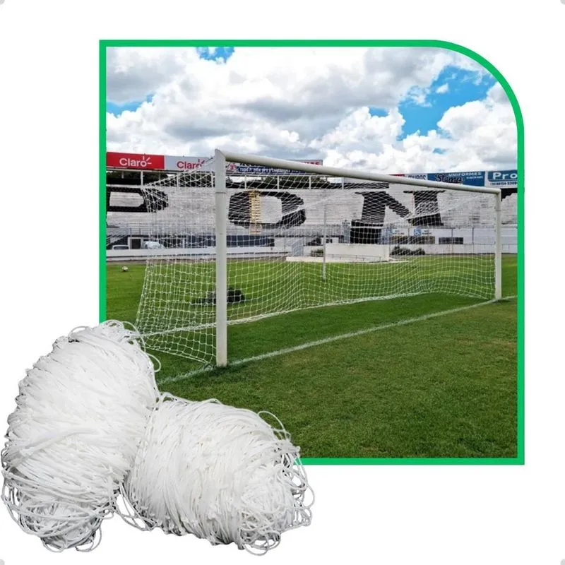 Par De Rede Futebol Campo Copa México Quadrada Fio 6Mm Nylon