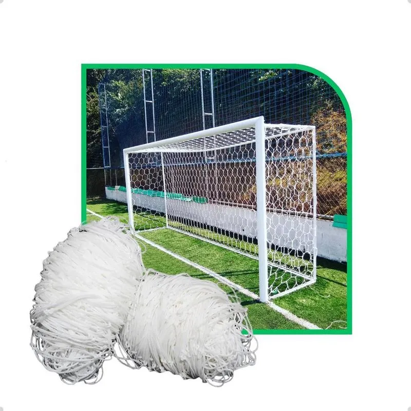 Par Rede Futebol Society 5Mts Caixote Colméia Fio 6Mm Seda